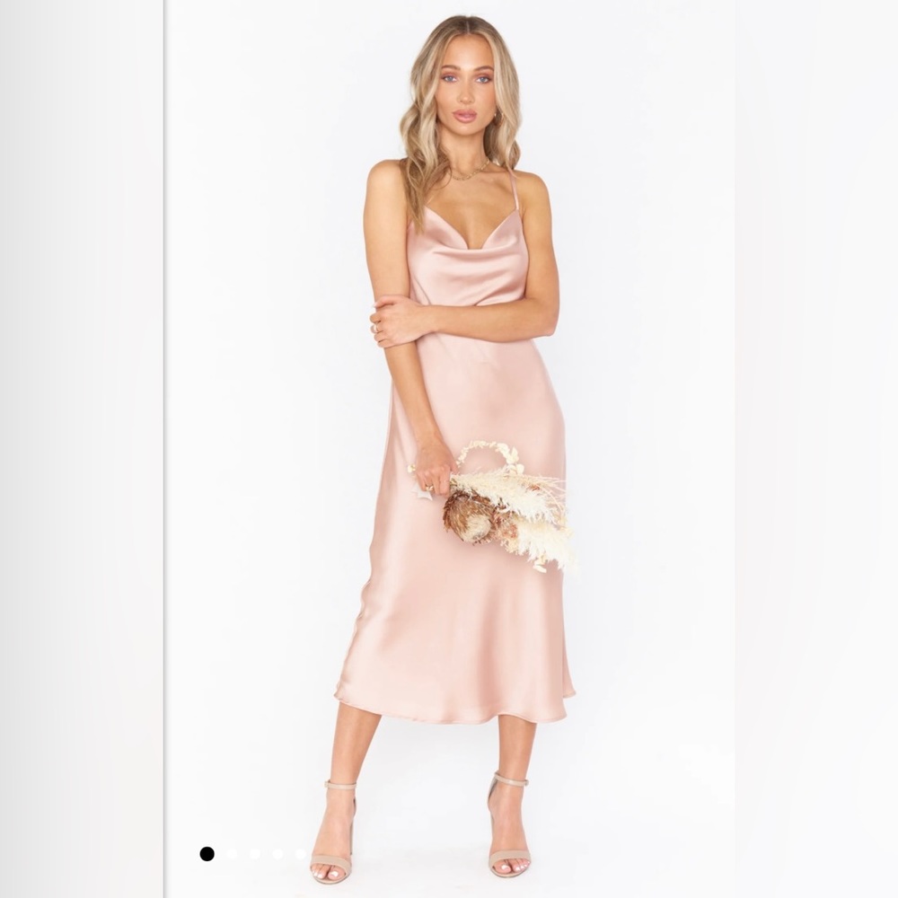 Show Me Your Mumu - Verona Cowl Dress - Small (4-6) - Rose Gold Luxe Satin